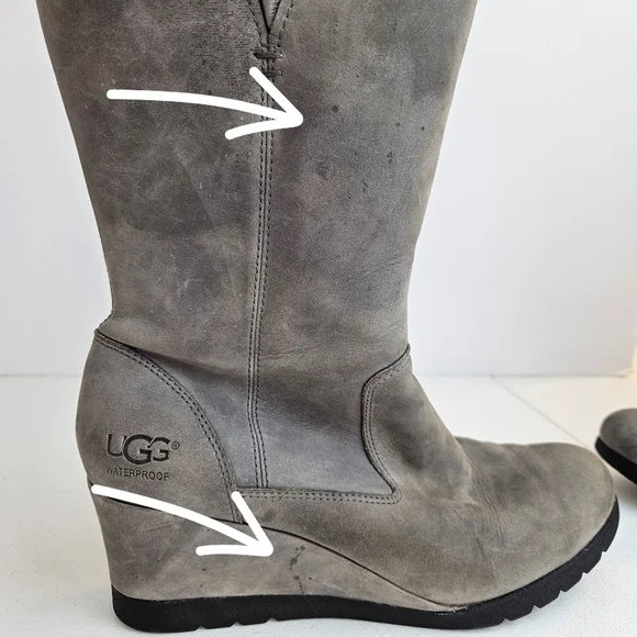 UGG Joely Wedge Side Zip Waterproof Women's Gray Wedge Boots 7.5 - Picture 15 of 16